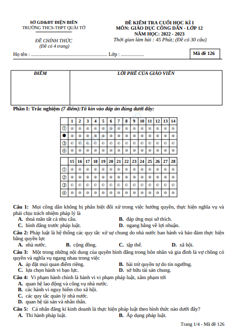 Đề thi học kì 1 môn GDCD lớp 12 năm 2022-2023 - Trường THPT Quài Tở, Điện Biên 1 Anh chup man hinh 2025 07 10 163624