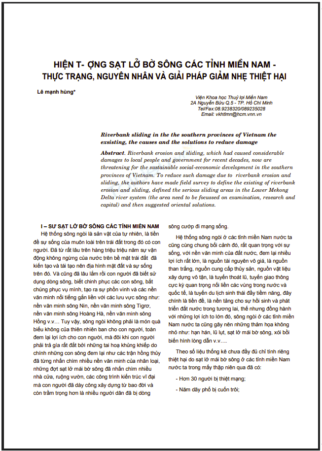 Hiện tượng sạt lở bờ sông các tỉnh miền Nam - thực trạng, nguyên nhân và giải pháp giảm nhẹ thiên tai 1 Anh chup man hinh 2025 07 13 160112