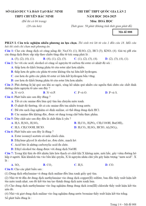 Đề thi thử tốt nghiệp THPT môn Hóa học năm 2025 có đáp án - Trường THPT Chuyên Bắc Ninh (Lần 2) 1 Anh chup man hinh 2025 07 16 175458