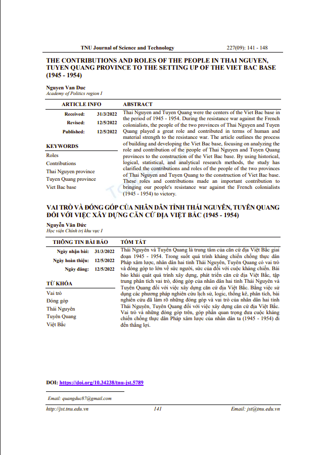 Vai trò và đóng góp của nhân dân tỉnh Thái Nguyên, Tuyên Quang đối với việc xây dựng căn cứ địa Việt Bắc (1945-1954) 1 Anh chup man hinh 2025 07 18 185014