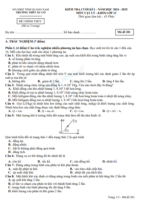 Đề thi học kì 1 môn Vật lý lớp 12 năm 2024-2025 - Trường THPT Âu Cơ, Quảng Nam 1 Anh chup man hinh 2025 07 19 092441