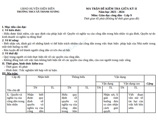 Đề thi giữa học kì 2 môn GDCD lớp 9 năm 2023-2024 có đáp án - Trường THCS Thanh Xương, Điện Biên 1 Anh chup man hinh 2025 07 19 175746