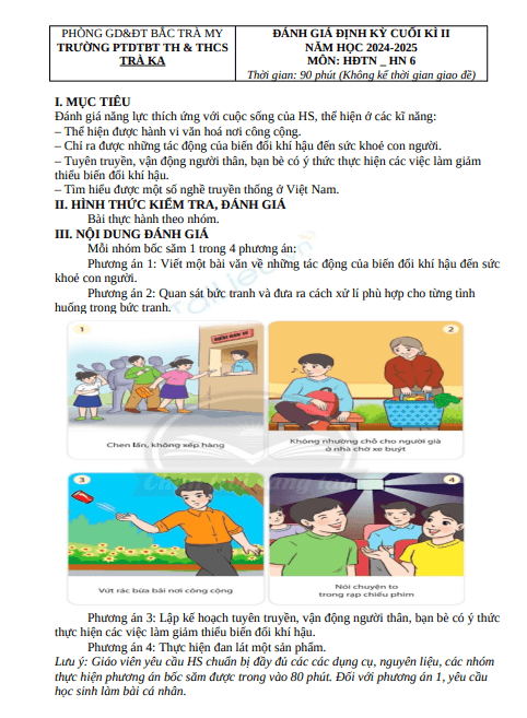 Đề thi học kì 2 môn Hoạt động trải nghiệm, hướng nghiệp lớp 6 năm 2024-2025 có đáp án - Trường PTDTBT TH&THCS Trà Ka, Bắc Trà My 1 Anh chup man hinh 2025 07 21 141003