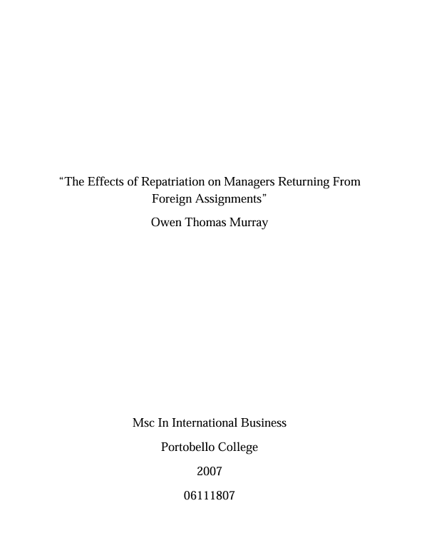 The effects of repatriation on managers returning from foreign assignments 1 Screenshot 2025 07 03 024809