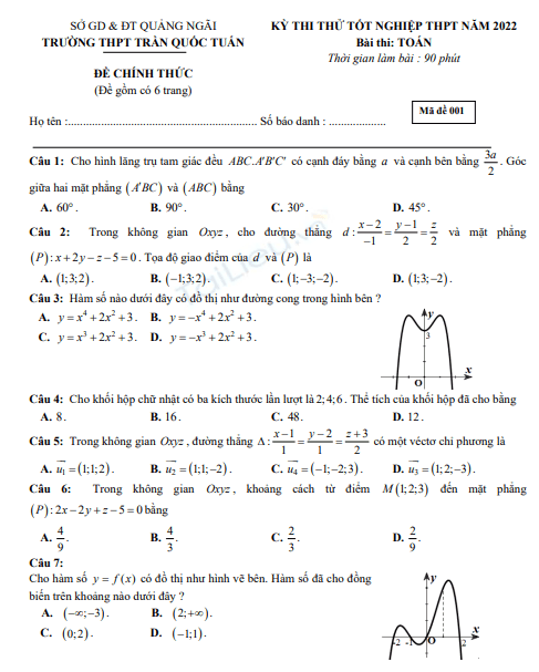 Đề thi thử tốt nghiệp THPT môn Toán (có đáp án) năm 2022 - Trường THPT Trần Quốc Tuấn 1 Screenshot 2025 07 04 171749