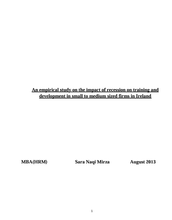 An empirical study on the impact of recession on training and development in small to medium sized firms in Ireland 1 Screenshot 2025 07 06 080549