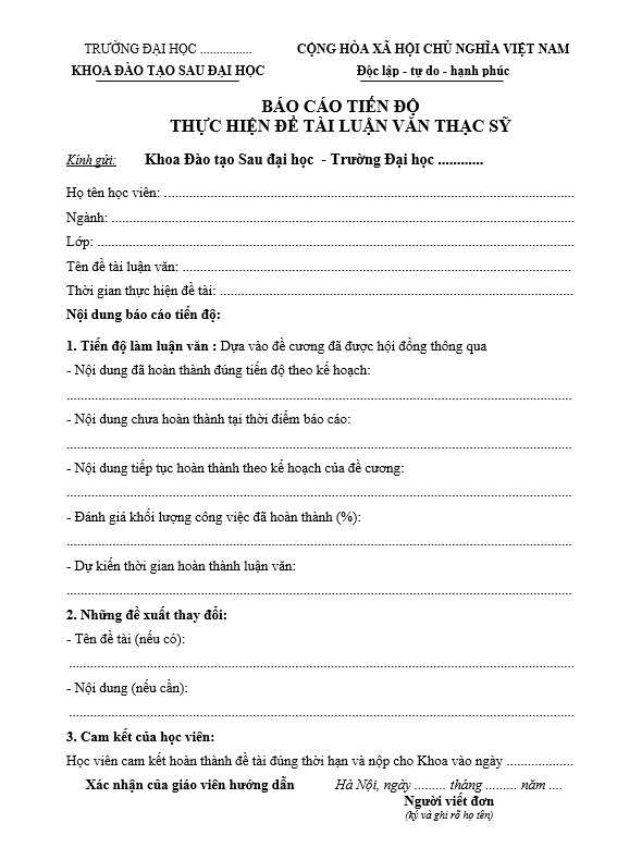 Mẫu báo cáo tiến độ thực hiện đề tài luận văn Thạc sĩ 1 Screenshot 2025 07 15 040604