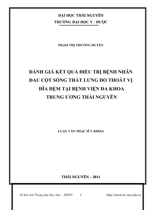 ĐÁNH GIÁ KẾT QUẢ ĐIỀU TRỊ BỆNH NHÂN ĐAU CỘT SỐNG THẮT LƯNG DO THOÁT VỊ ĐĨA ĐỆM TẠI BỆNH VIỆN ĐA KHOA TRUNG ƯƠNG THÁI NGUYÊN 1 Screenshot 2025 07 15 210811