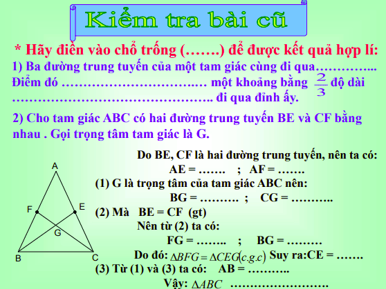 Bài giảng Hình học lớp 7 - Tiết 54: Luyện tập Tính chất ba trung tuyến của tam giác 1 Anh chup man hinh 2025 08 05 120755