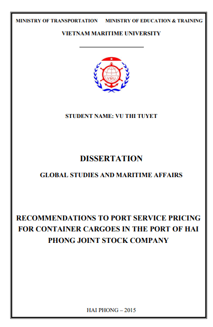 Dissertation: Recommendations to port service pricing for container cargoes in the Port of Hai Phong JSC 1 Anh chup man hinh 2025 08 26 163757