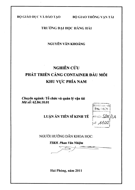 Luận án Tiến sĩ Kinh tế: Nghiên cứu phát triển cảng container đầu mối khu vực phía Nam 1 Anh chup man hinh 2025 08 29 120305