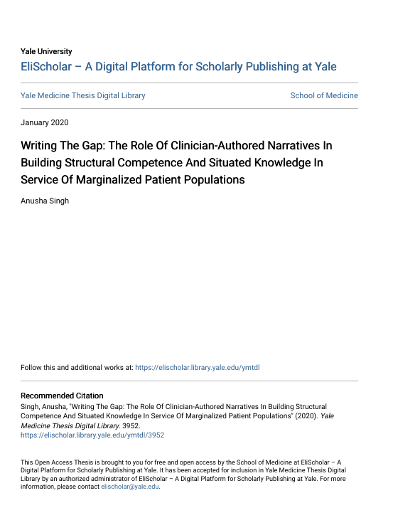 Writing The Gap: The Role Of Clinician-Authored Narratives In Building Structural Competence And Situated Knowledge In Service Of Marginalized Patient Populations 1 Screenshot 2025 08 04 024648