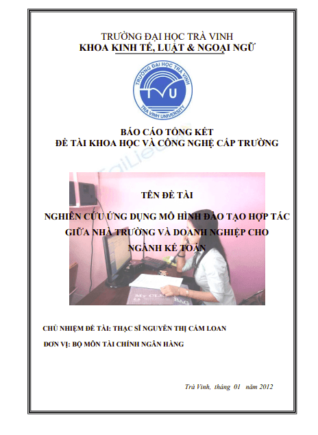 Báo cáo tổng kết đề tài cấp trường: Nghiên cứu ứng dụng mô hình đào tạo hợp tác giữa Nhà trường và Doanh nghiệp cho ngành Kế toán 8 Anh chup man hinh 2025 09 06 212523