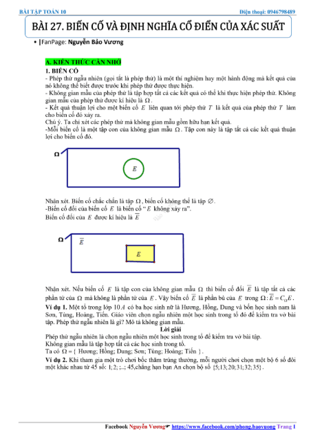 Bài 27. Biến cố và định nghĩa cổ điển của xác suất - đáp án 1 Anh chup man hinh 2025 09 09 184234