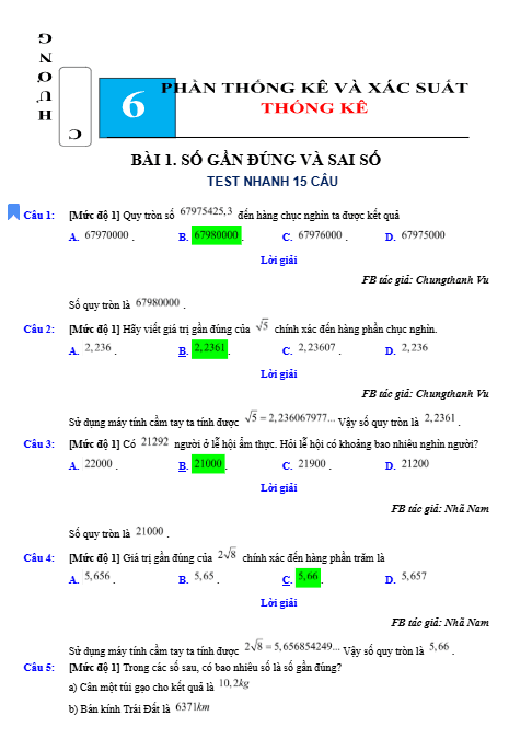 3. Test nhanh 15 câu đề 2. BÀI 1.SỐ GẦN ĐÚNG VÀ SAI SỐ 1 Anh chup man hinh 2025 09 14 110834