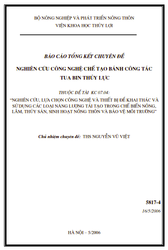 Báo cáo chuyên đề: Nghiên cứu công nghệ chế tạo bánh công tác tua bin thủy lực 1 Anh chup man hinh 2025 09 17 133849