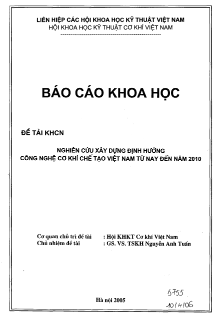 Báo cáo khoa học: Nghiên cứu xây dựng định hướng công nghệ cơ khí chế tạo Việt Nam từ nay đến năm 2010 1 Anh chup man hinh 2025 09 18 210939